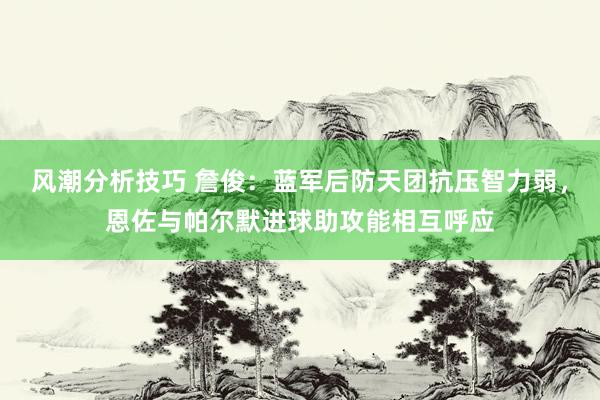 风潮分析技巧 詹俊：蓝军后防天团抗压智力弱，恩佐与帕尔默进球助攻能相互呼应